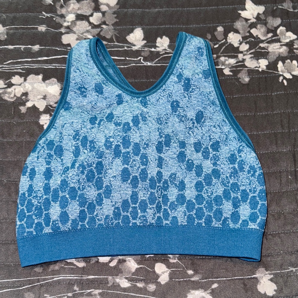 NUX Blue Patterned Sports Bra